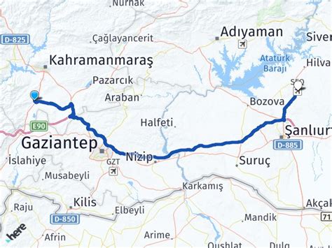 kahramanmaraş urfa arası kaç km