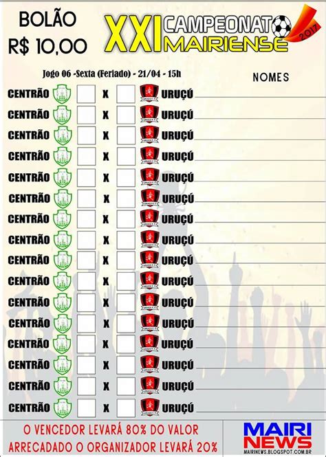 modelos de bolão de apostas de futebol rj