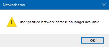 o nome da rede especificado não está mais disponível