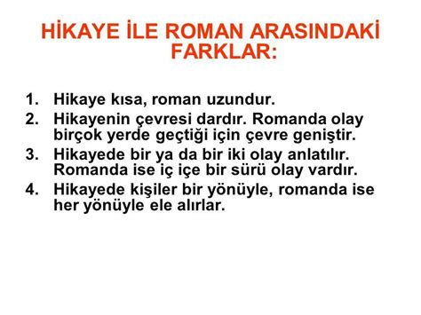 romanla hikaye arasındaki farklar