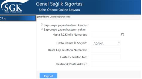 sgk şahıs ödeme online başvuru