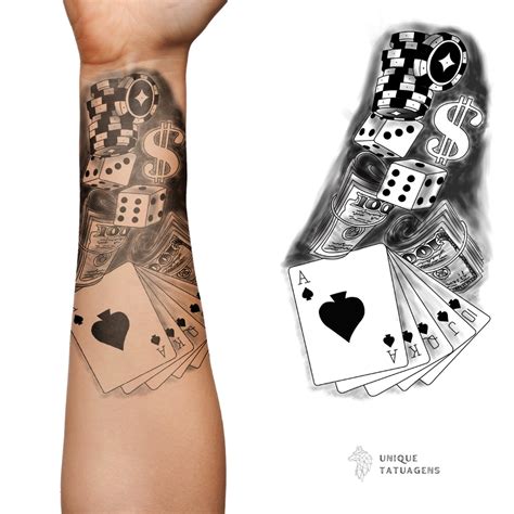 tatuagem cartas de baralho e dados