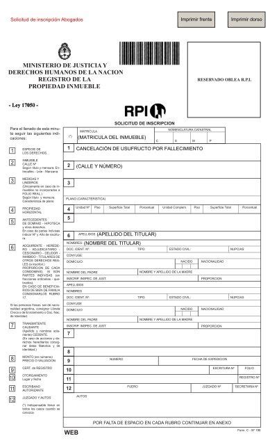 taxa de registro de usufruto