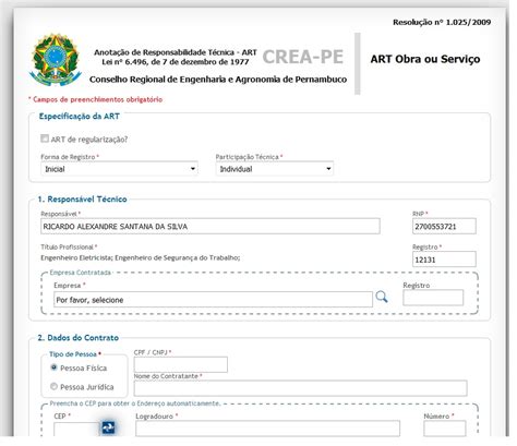 taxa de registro do crea