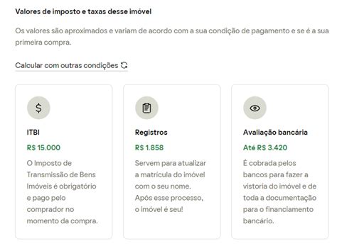 taxa para registro de imovel