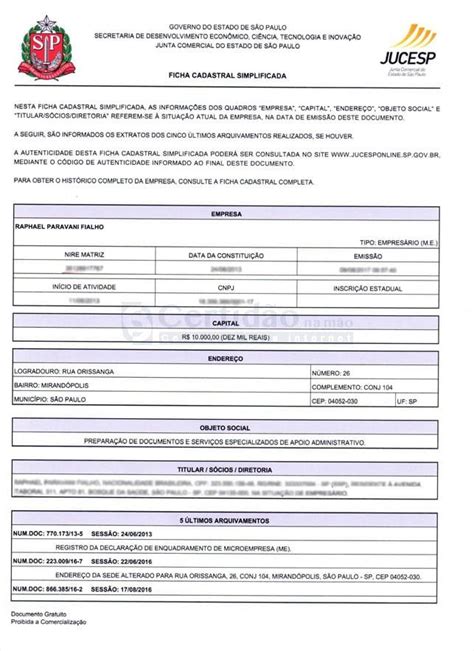 taxas de registro jucesp sp