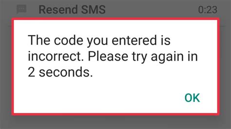 topup failed the verification code is incorrect