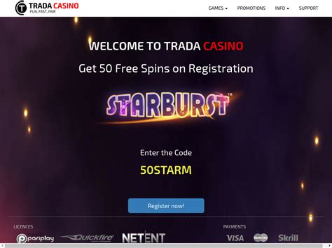 trada casino 50 free spins code