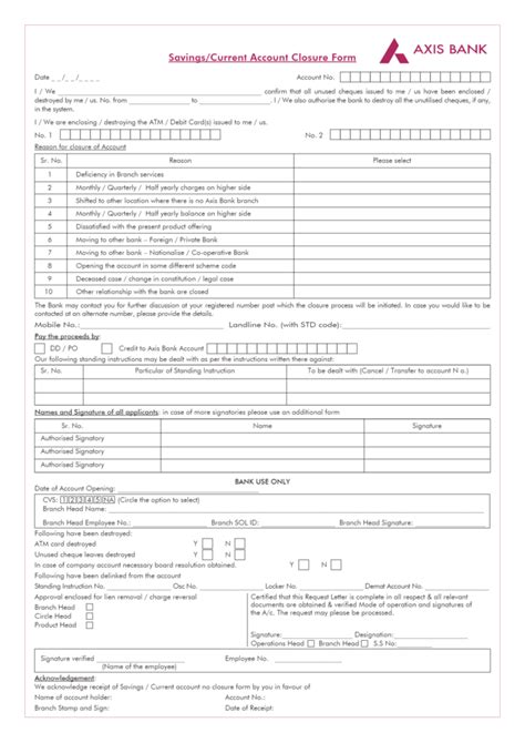[2022] Axis Bank Account Closure Form Pdf Download