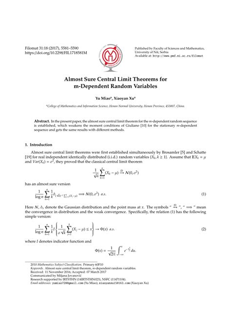 [2108.12263] A central limit theorem for m-dependent variables