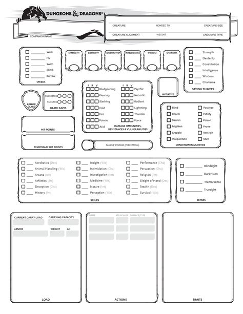 [5e] Companion Character Sheet Version 3! DnD