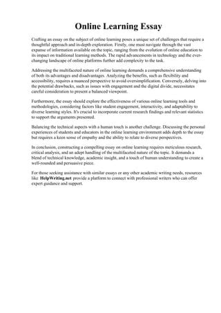 [Best] Experience on Online Teaching and Learning Essay StudyPhi