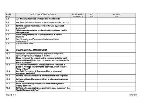[Doc] Safety Audit Checklist sample copy