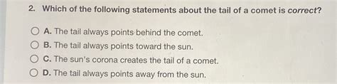 [FREE] Which of the following statements about the tail of a comet is ... - wintechmobiles.com