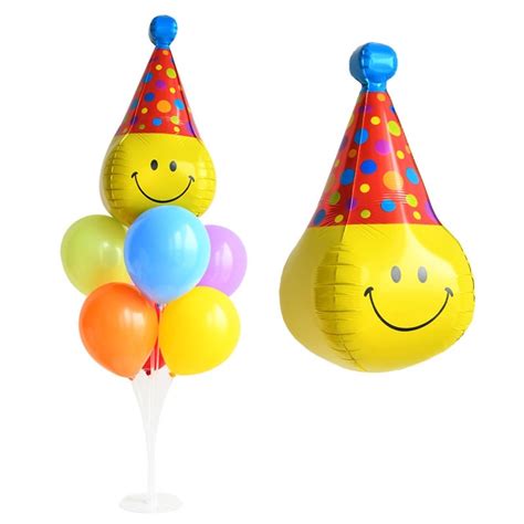 [HOT W] 32inch 4D Hat Smile Face Foil Balloons Cute Yellow …