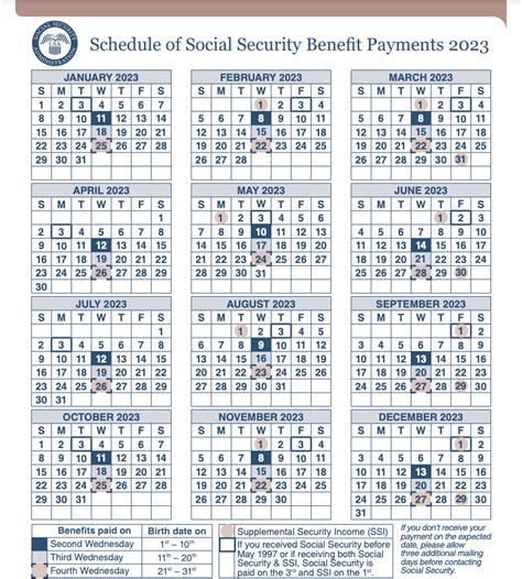 [High Resolution] Social Security Payment Schedule 2023