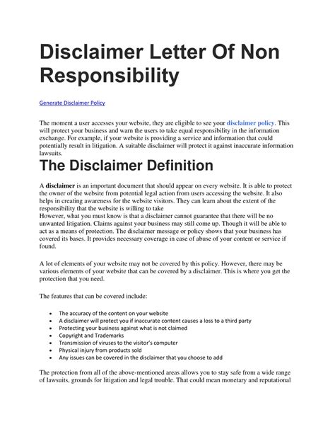 [How To Get] Free Book and Download Sample Disclaimer Letter Of Non