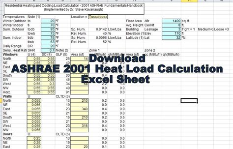 [How To Get] Spreadsheet For Cooling Load Calculation Excel