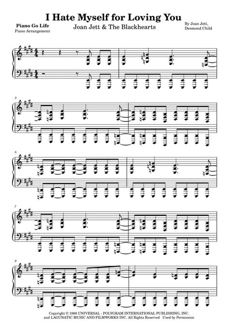 [I Hate Myself For Loving You] Joan Jett Keyboard Cover Sheet …