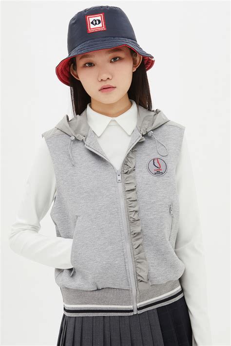 [LUCKY des SPORTS] Frill Detail Hood Zip Up Vest (UV Protection)