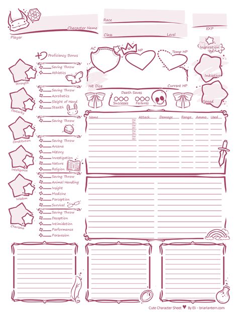[OC][5e] Cute Stylized Character Sheet r/DnD