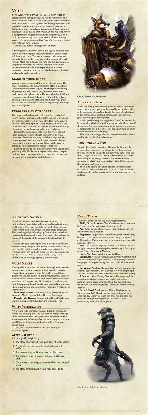 [OC] Looking for feedback on my Homebrew race : r/DnD