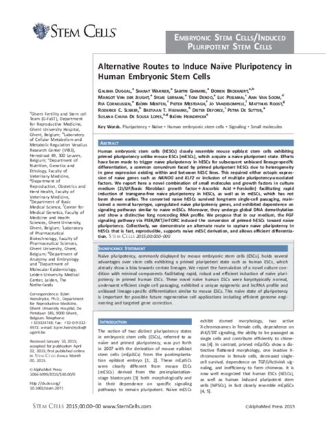 [PDF] Alternative Routes to Induce Naïve Pluripotency in Human ...