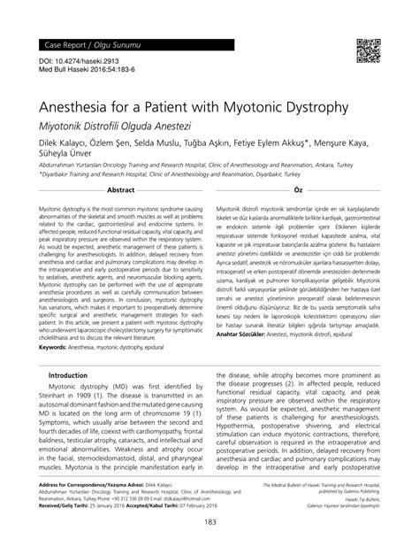[PDF] Anesthesia for a Patient with Myotonic Dystrophy.