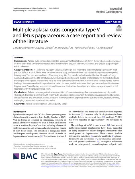 [PDF] Aplasia cutis congenita type V: a case report and review of …