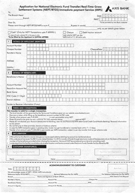 [PDF] Axis Bank RTGS/NEFT Form PDF Download InstaPDF