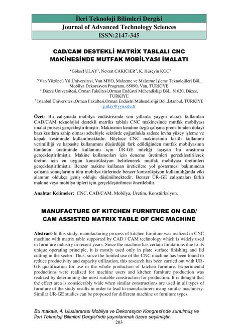 [PDF] CAD/CAM DESTEKLİ MATRİX TABLALI CNC.