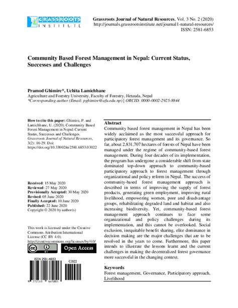 [PDF] Community Based Forest Management in Nepal: Current Status ... - raincitystudios.com