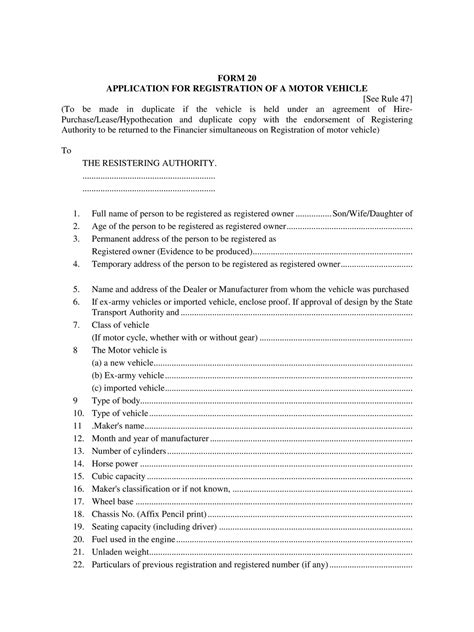 [PDF] Form 20 for Registration of a Vehicle in Delhi PDF Download in English InstaPDF