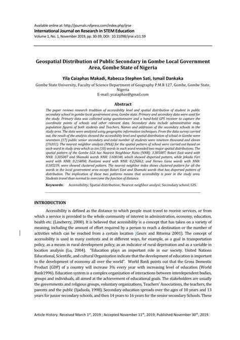 [PDF] Geospatial Distribution of Public Secondary in Gombe Local ... - wintechmobiles.com