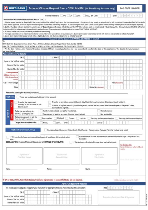 [PDF] HDFC Bank Account Closure Application Form MyPDF