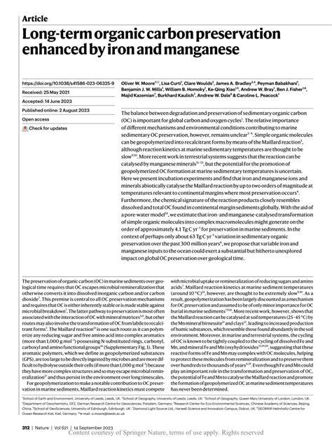 [PDF] Long-term organic carbon preservation enhanced by iron and ... - raincitystudios.com