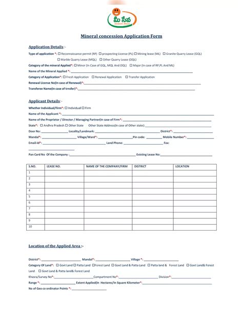 [PDF] Mineral Concession Application Form PDF Download InstaPDF