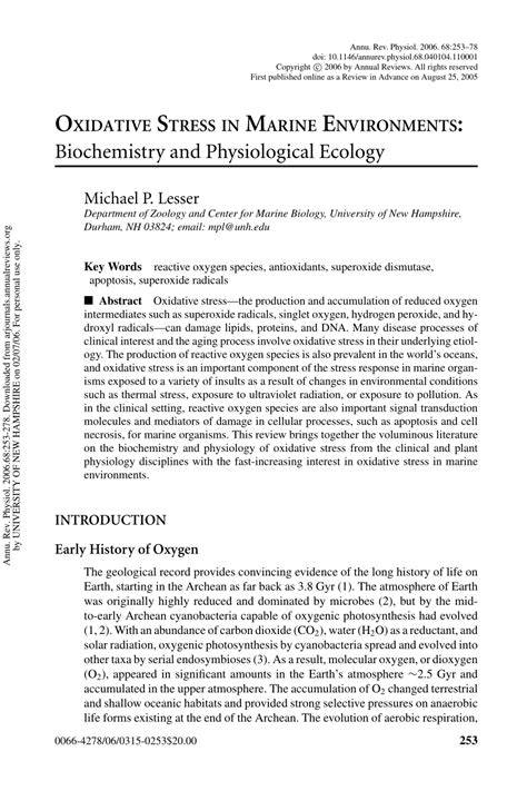 [PDF] Oxidative stress in marine environments: biochemistry and ... - raincitystudios.com