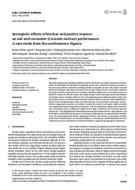 [PDF] Synergistic effects of biochar and poultry manure on soil and ... - raincitystudios.com