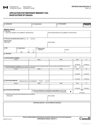 [PDF] Visa Application Form For Canada PDF Download InstaPDF