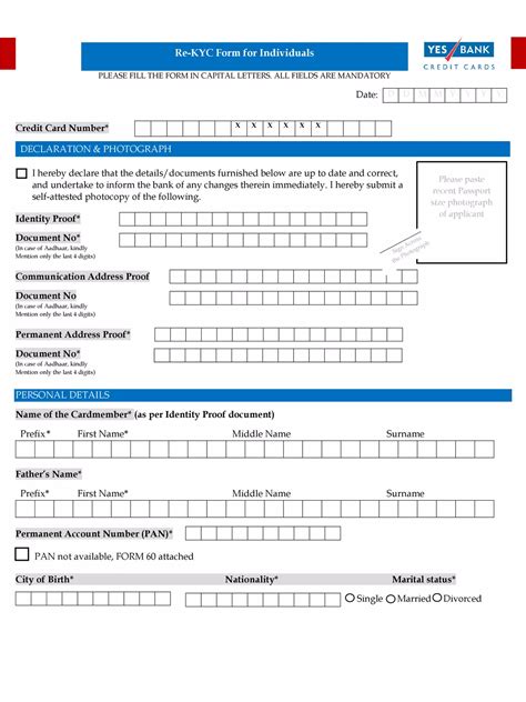 [PDF] Yes Bank KYC Form PDF Download InstaPDF