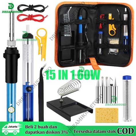[Solder Listrik 60W] Set 15 dalam 1 Peralatan Penyolderan - balustradellc