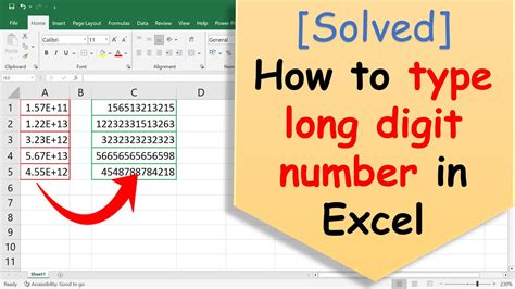 [SOLVED] How to type long digit number in Excel - YouTube