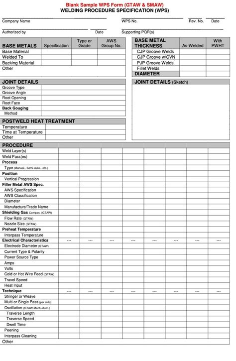 [Solved] Blank Sample WPS Form (GTAW & SMAW) WELDING PROCEDURE