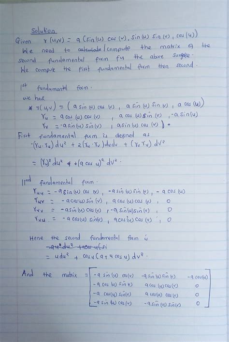 [Solved] Compute the matrix of the second fundamental form for the