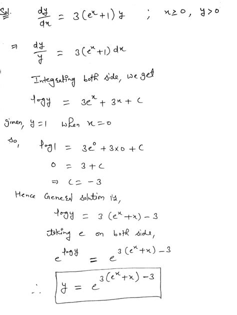 [Solved] Find the solution of the differential equation dy/dx = 3(e^+1