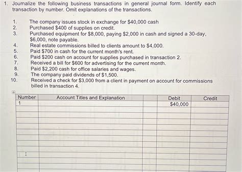 [Solved] Journalize the following business transactions in general