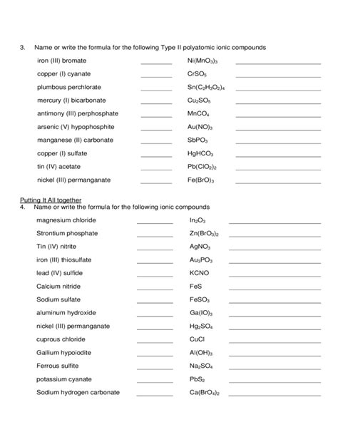 [Solved] Polyatomic Ion Practice Worksheet Compounds with Polyatomic