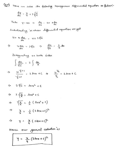 [Solved] Solve the HOMOGENEOUS differential equation in step by step