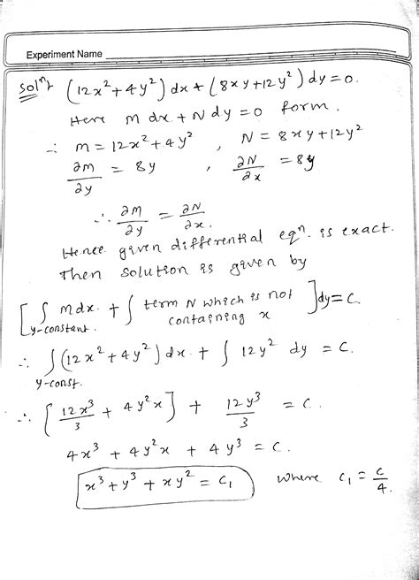 [Solved] Verify that the given differential equation is exact; then